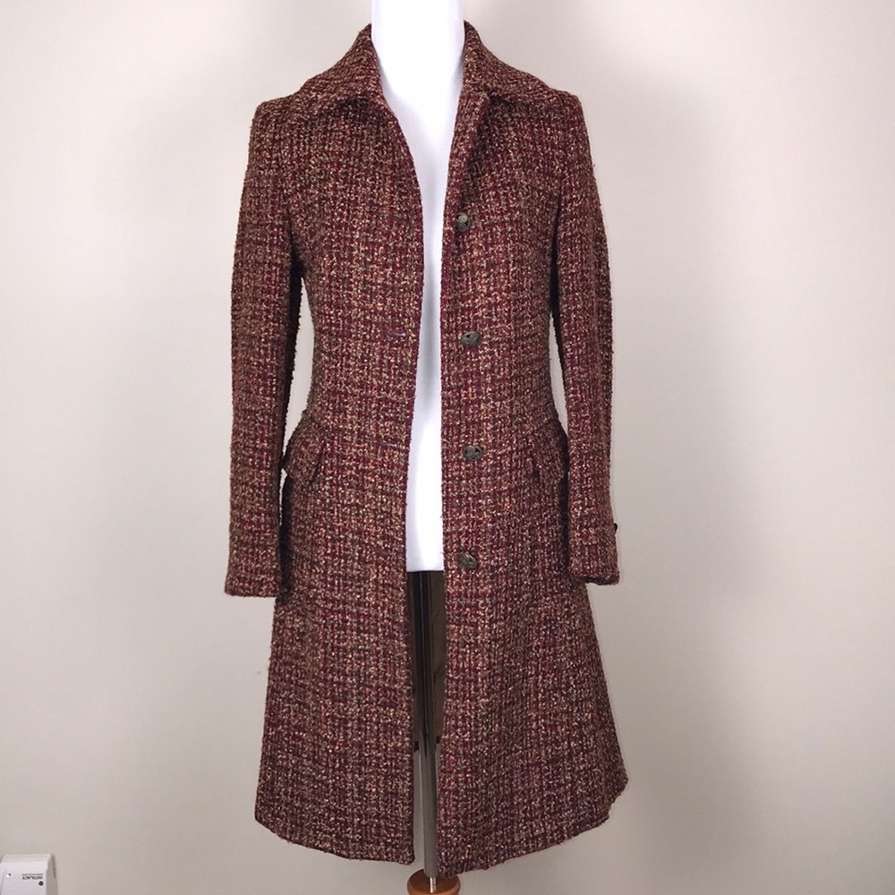 Sisley Burgundy Tweed Coat